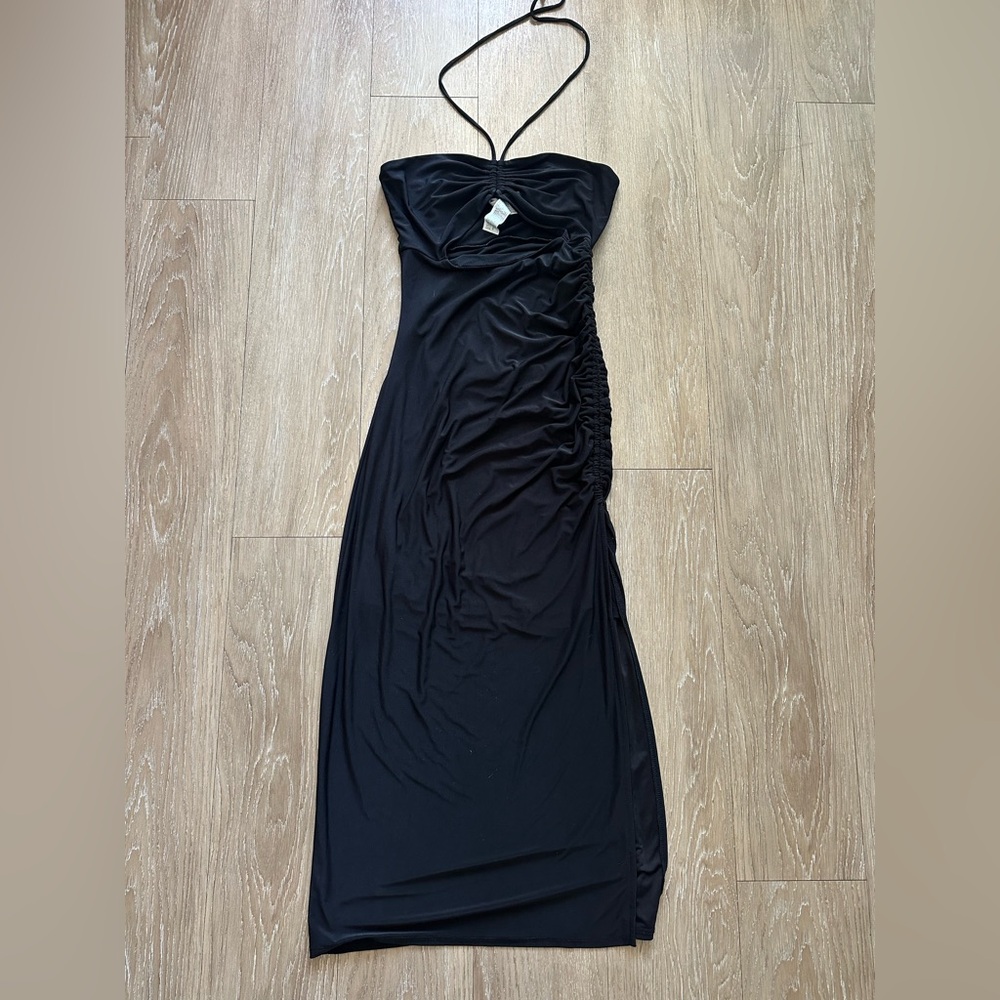 Small black maxi halter dress